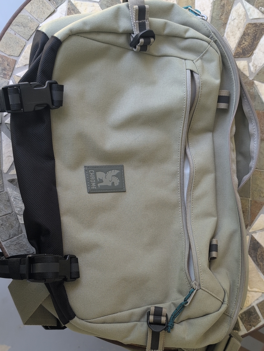 Chrome Sage Green Messenger Bag with Secure Buckle Straps